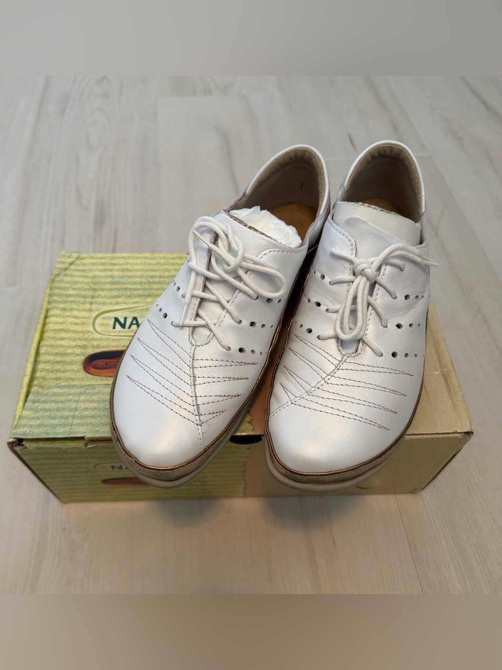 Naot White Leather Lace-Up Sneakers